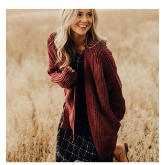 Free People Burgundy Knit Sweater - Picture 4 of 11